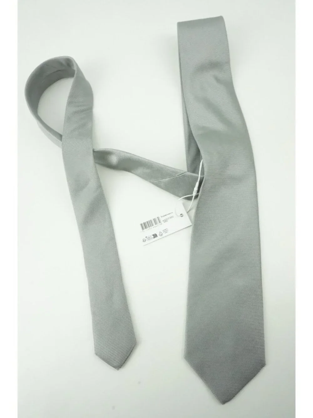 Eton Solid Cloud Gray Basketweave 100% Silk Tie Brand New With Tags